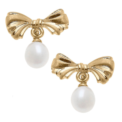 bow pearl drop earrings