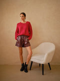 cherry asymmetrical sweater