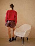 cherry asymmetrical sweater