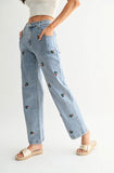 meadow embroidered denim