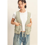 soft sage quilted vest