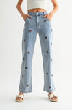 meadow embroidered denim