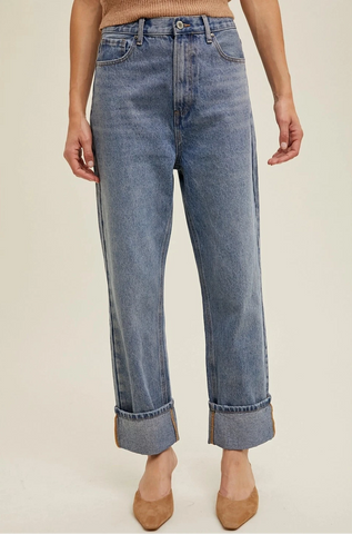 cuffed boyfriend jeans