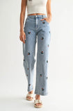 meadow embroidered denim