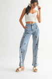 meadow embroidered denim