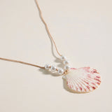 seashell and pearl cord necklace