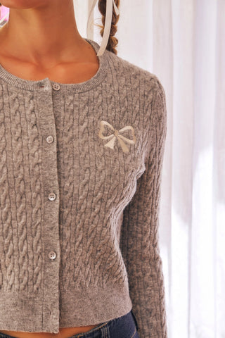 cabled bow cardigan