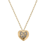pavé bow heart pendant