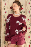 burgundy bow sweater