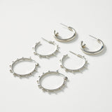 silver hoop earrings set