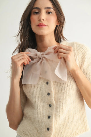 snowblush bow cardigan