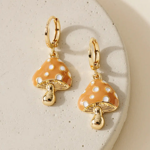 mushroom charm earrings