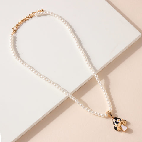 mushroom pearl pendant necklace